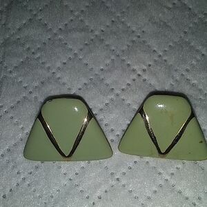 Elegant Gold and Green Triangle Earrings
